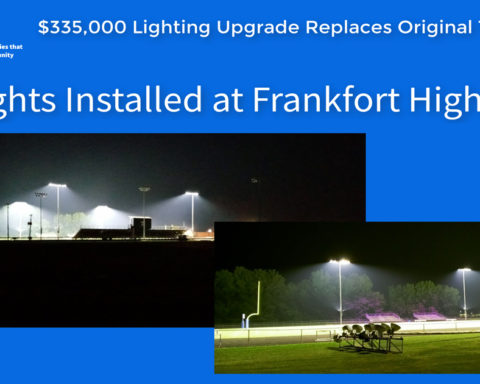 new stadium lights installed at Frankfort High School