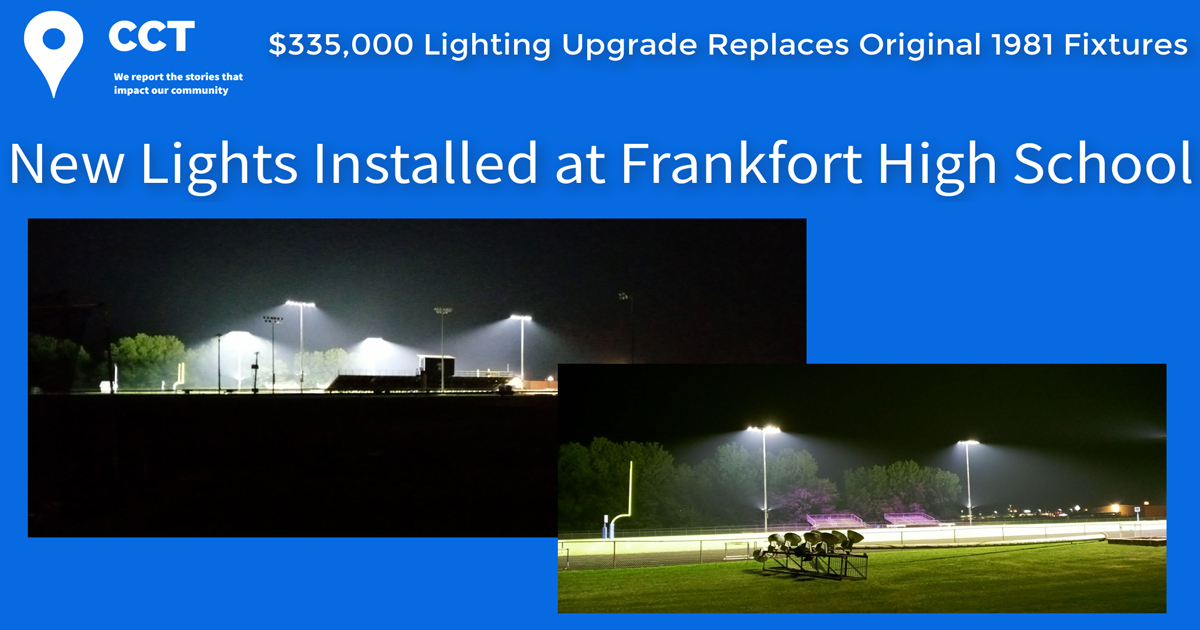 new stadium lights installed at Frankfort High School