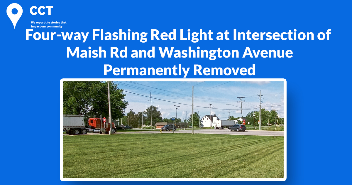 Four-way Flashing Red Light at Intersection of Maish Rd and Washington Avenue Permanently Removed